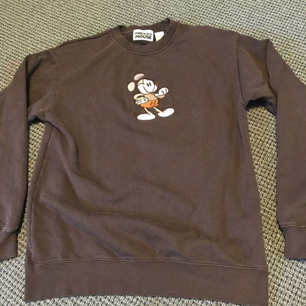 Disney Parks Mickey and Friends Genuine Mousewear Brown Sweatshirt Medium Cotton
